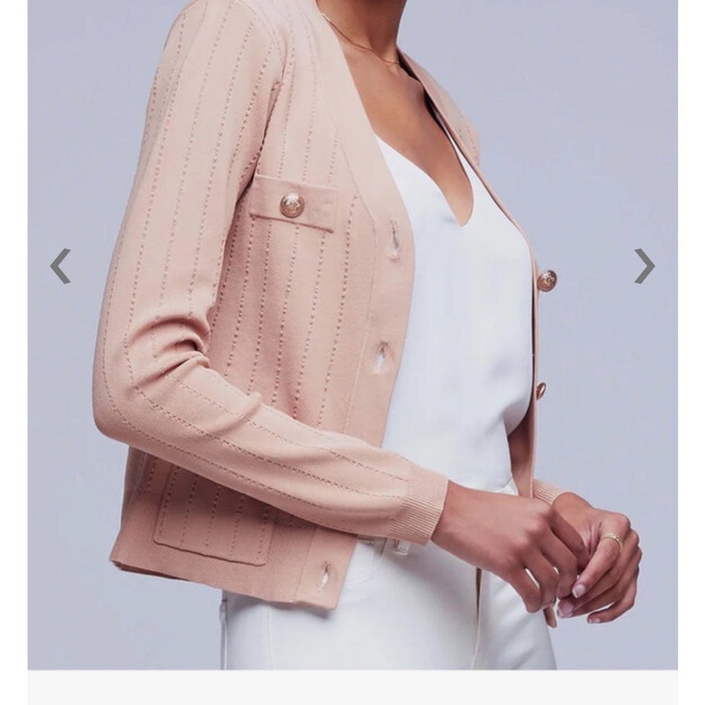 L'AGENCE Cardigan with Gold Tone Buttons and Front Pockets - Picture 2 of 14